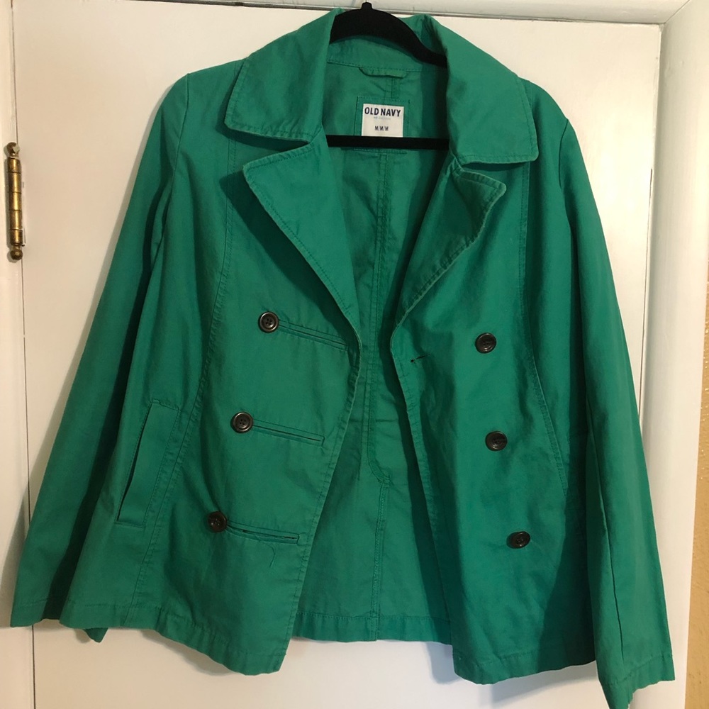 Old Navy kelly green cotton jacket pea coat sz med
